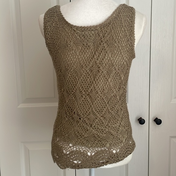 Cami SZ M Two-Piece Tan Sleeveless Top with Knit Long Sleeve Cover-Up - Picture 9 of 16
